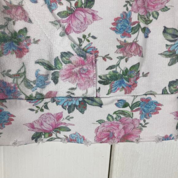 NWOT LOVESHACKFANCY Hoodie Sweatshirt S”Kirby”Floral Pink Oversize DistressedHem - Picture 5 of 16
